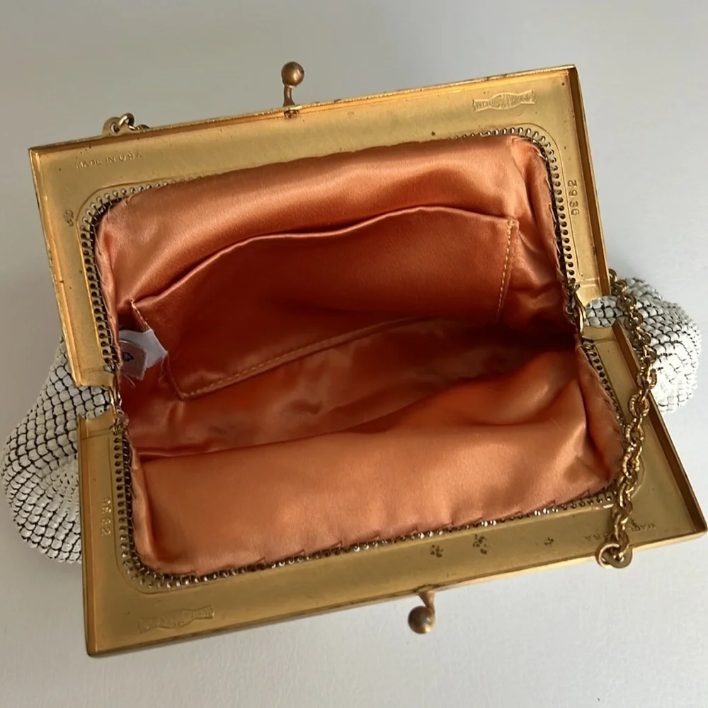Vintage Whiting and Davis White Mesh Evening Bag Made in USA